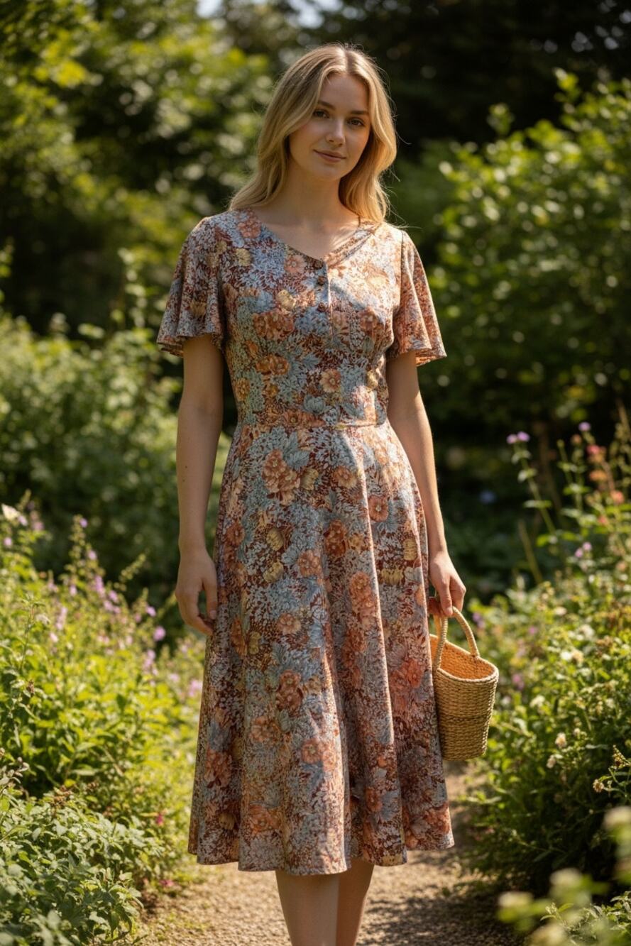 Vintage A-Line Floral Dress